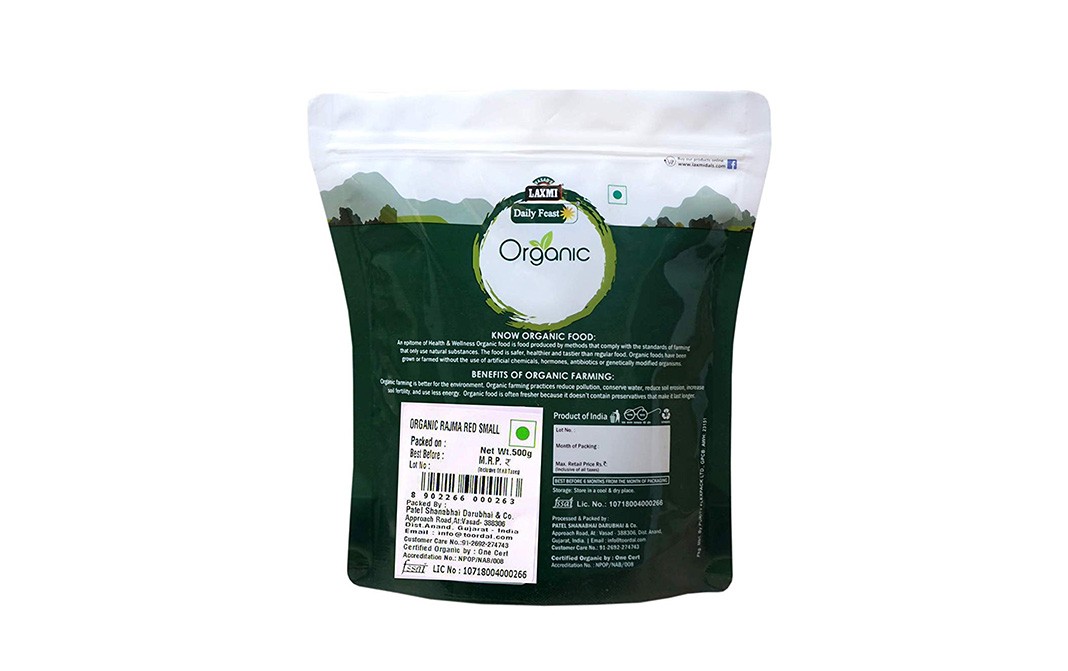 Laxmi Daily Feast Organic Rajma Red Small   Pack  500 grams